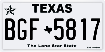 TX license plate BGF5817
