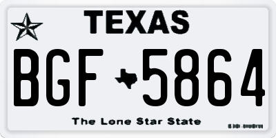 TX license plate BGF5864