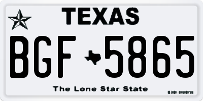 TX license plate BGF5865