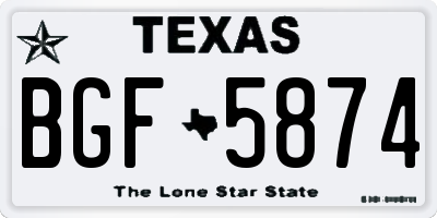 TX license plate BGF5874