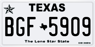 TX license plate BGF5909