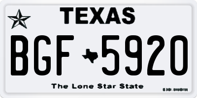 TX license plate BGF5920