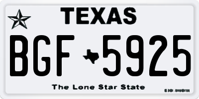 TX license plate BGF5925