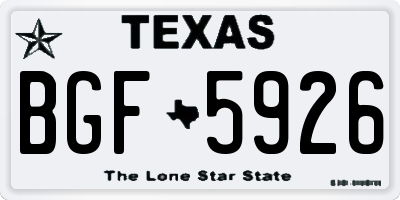 TX license plate BGF5926