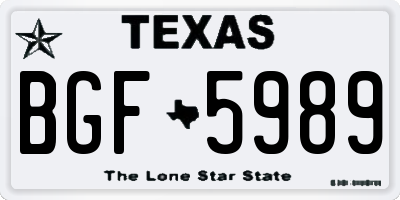 TX license plate BGF5989