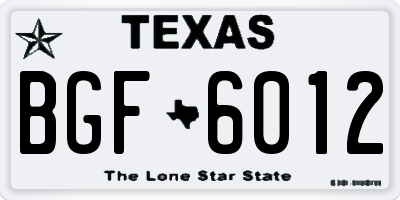 TX license plate BGF6012