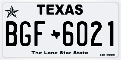 TX license plate BGF6021