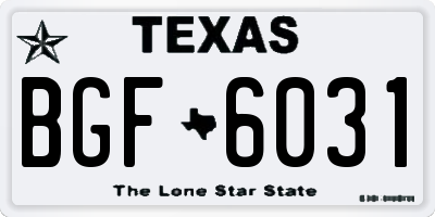 TX license plate BGF6031