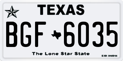 TX license plate BGF6035