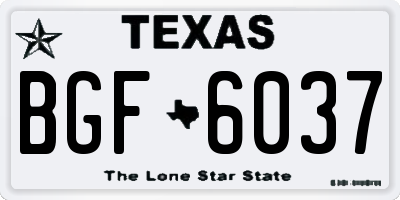 TX license plate BGF6037