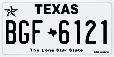 TX license plate BGF6121