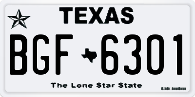 TX license plate BGF6301