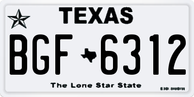 TX license plate BGF6312