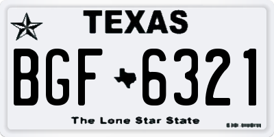 TX license plate BGF6321
