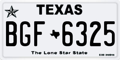 TX license plate BGF6325