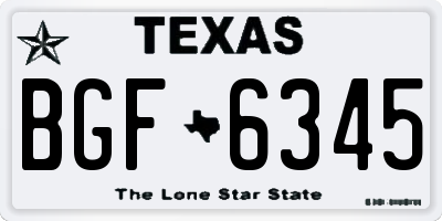 TX license plate BGF6345