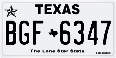 TX license plate BGF6347