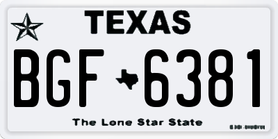 TX license plate BGF6381