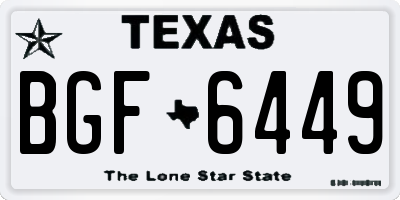 TX license plate BGF6449