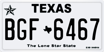TX license plate BGF6467