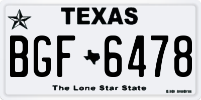TX license plate BGF6478