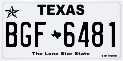 TX license plate BGF6481