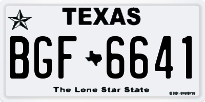 TX license plate BGF6641