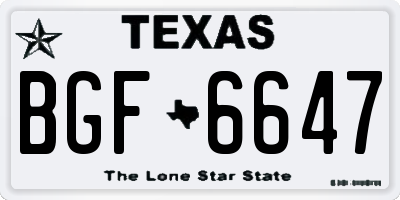 TX license plate BGF6647