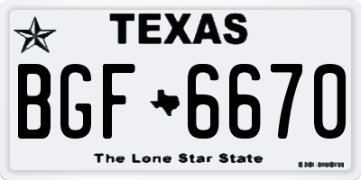TX license plate BGF6670