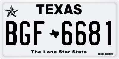 TX license plate BGF6681
