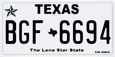 TX license plate BGF6694