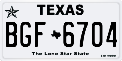 TX license plate BGF6704