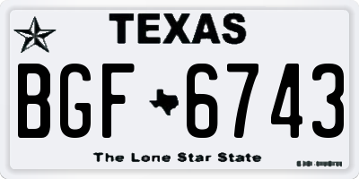 TX license plate BGF6743