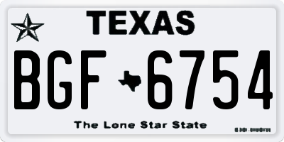 TX license plate BGF6754