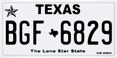TX license plate BGF6829