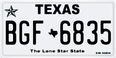 TX license plate BGF6835