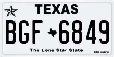 TX license plate BGF6849