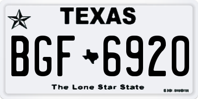 TX license plate BGF6920