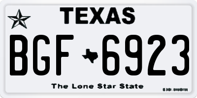 TX license plate BGF6923