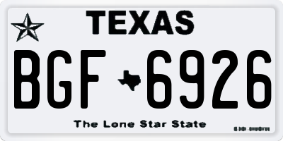 TX license plate BGF6926