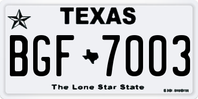 TX license plate BGF7003