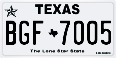 TX license plate BGF7005