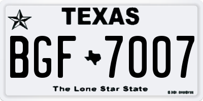 TX license plate BGF7007