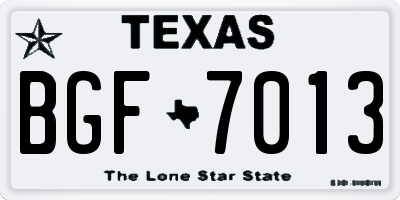 TX license plate BGF7013