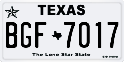 TX license plate BGF7017