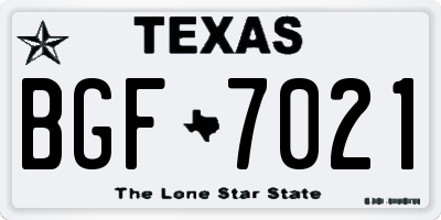 TX license plate BGF7021