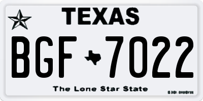 TX license plate BGF7022