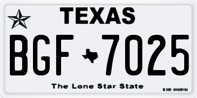 TX license plate BGF7025