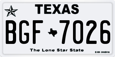 TX license plate BGF7026