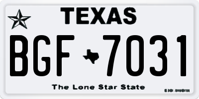 TX license plate BGF7031